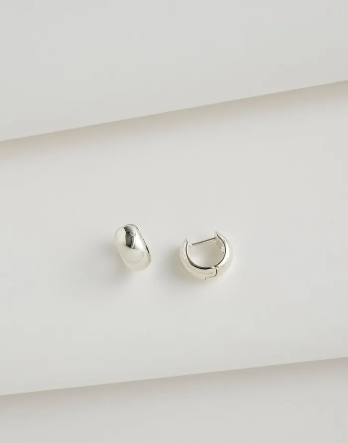 Madewell DemiFine Chunky Huggie Hoop Earrings Sterling Silver Women Jewelry