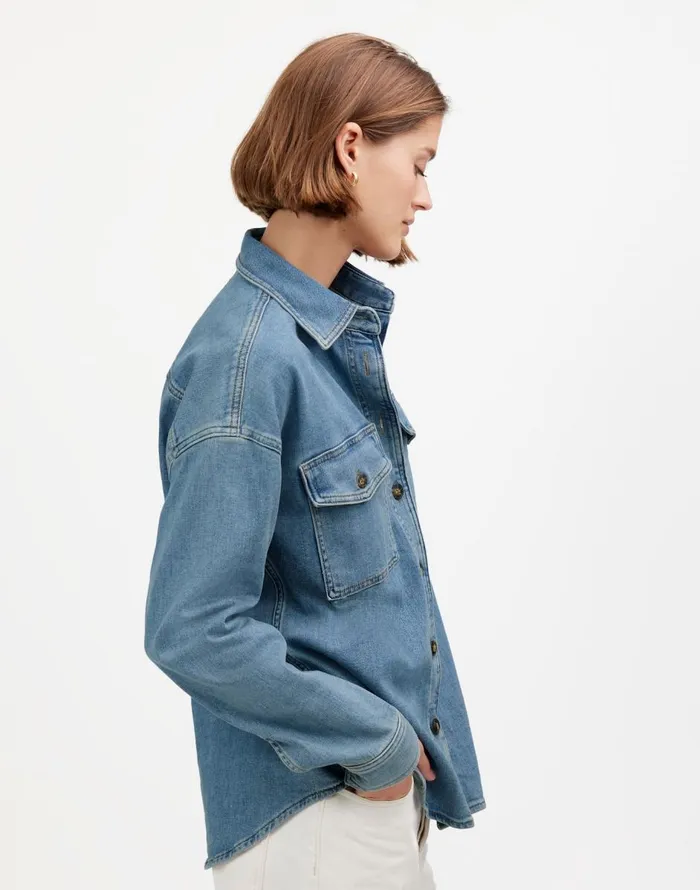 Madewell Denim LongSleeve ButtonUp Shirt Blissfield Wash Women Tops and Shirts