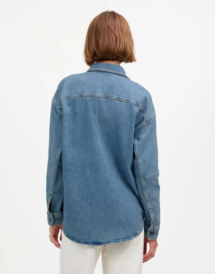 Madewell Denim LongSleeve ButtonUp Shirt Blissfield Wash Women Tops and Shirts