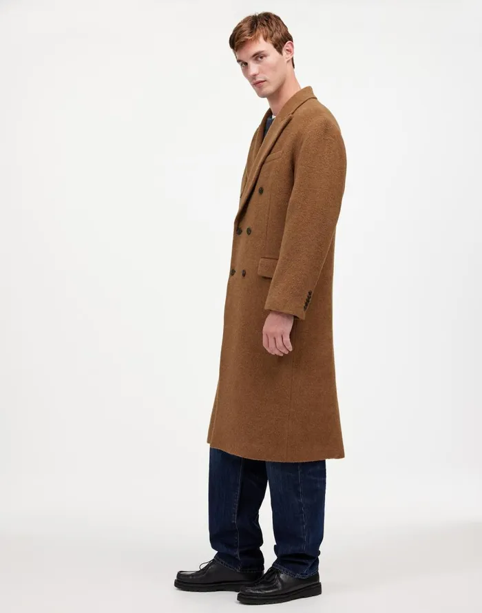 Madewell DoubleBreasted Topcoat In Italian AlpacaWool Blend Tobacco Melange Men Coats Jackets