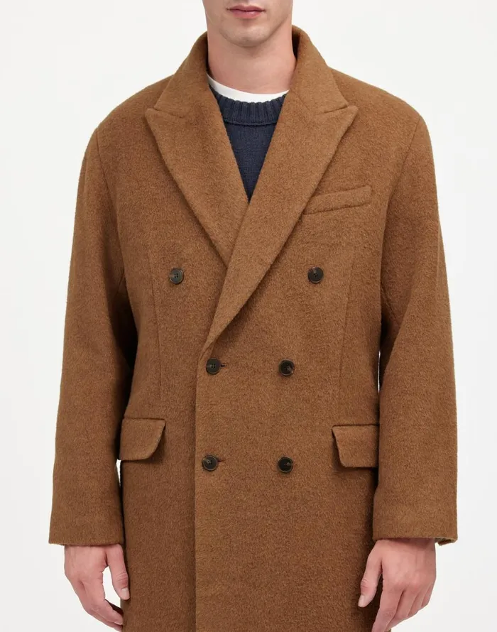 Madewell DoubleBreasted Topcoat In Italian AlpacaWool Blend Tobacco Melange Men Coats Jackets