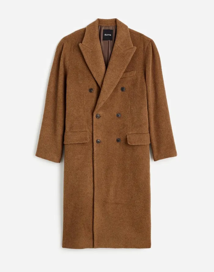 Madewell DoubleBreasted Topcoat In Italian AlpacaWool Blend Tobacco Melange Men Coats Jackets