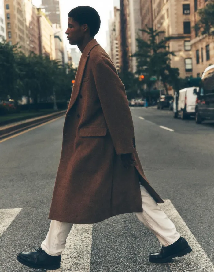 Madewell DoubleBreasted Topcoat In Italian AlpacaWool Blend Tobacco Melange Men Coats Jackets