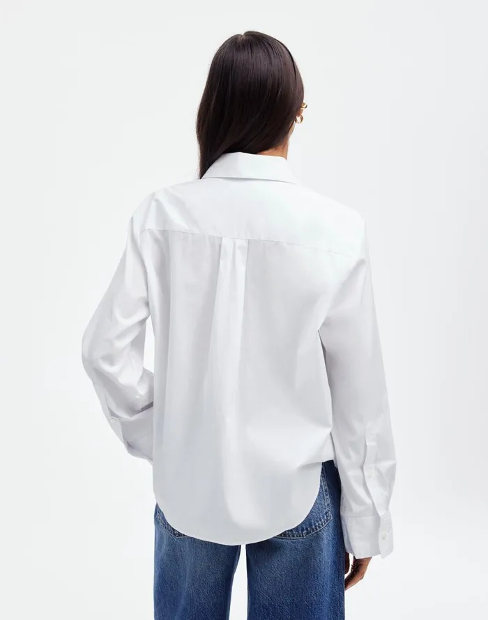 Madewell Easy YNeck ButtonUp Shirt Eyelet White Women Tops and Shirts