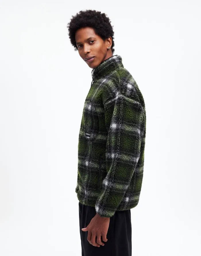 Madewell Gramicci Shadow Plaid Sherpa Jacket Olive Shadow Plaid Men Coats Jackets