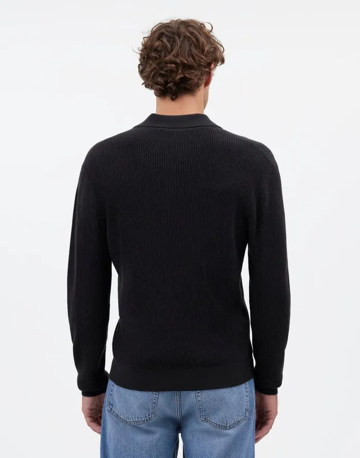 Madewell JohnnyCollar Sweater Polo Shirt In Merino Wool Dark Bottle Men Shirts