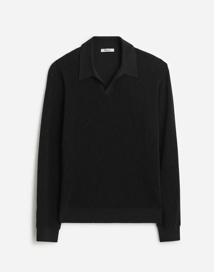 Madewell JohnnyCollar Sweater Polo Shirt In Merino Wool Dark Bottle Men Shirts
