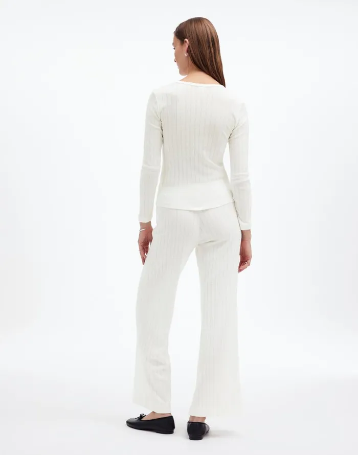 Madewell Madewell X LESET Pointelle Perfect Tee and Pant Set White Women Matching Sets