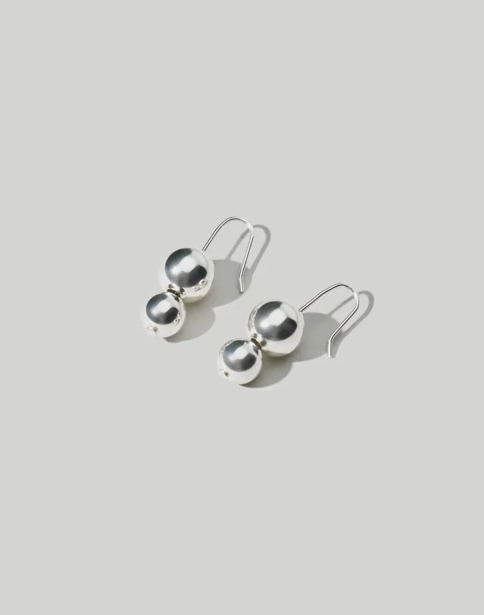 Madewell Maslo Jewelry Double Orb Silver Earrings Silver Women Jewelry