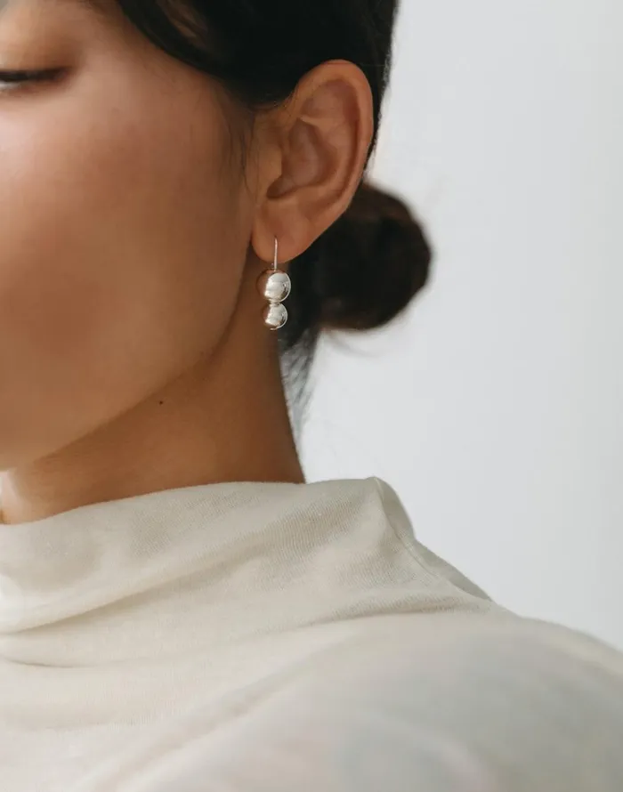 Madewell Maslo Jewelry Double Orb Silver Earrings Silver Women Jewelry
