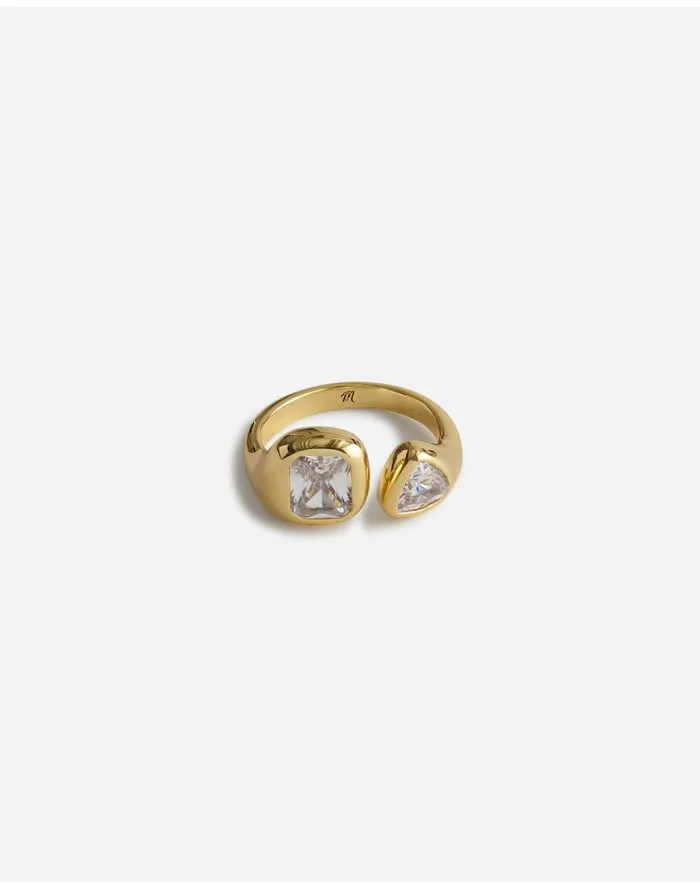 Madewell MixedCut Crystal Open Ring Pale Gold Women Jewelry