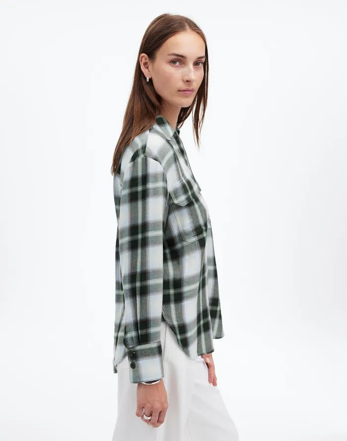 Madewell Popover Shirt In Plaid City Blue Women Tops and Shirts