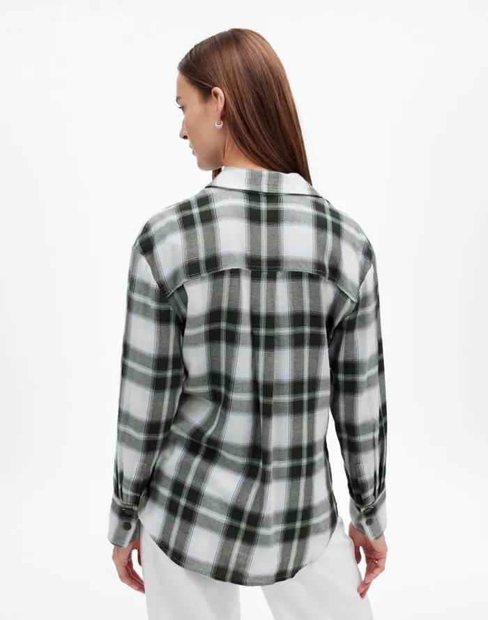 Madewell Popover Shirt In Plaid City Blue Women Tops and Shirts