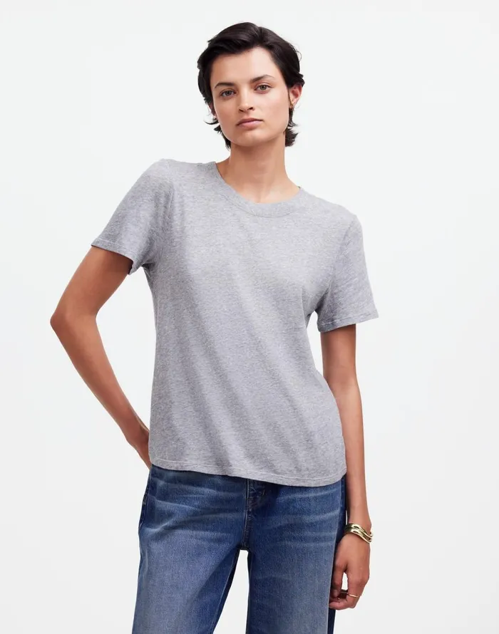 Madewell Premium Standard 01 The Shrunken Tee Hthr Grey Women Tees