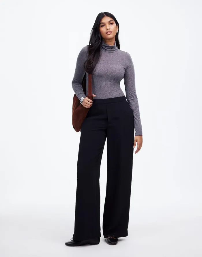 Madewell PullOn Straight Pants In Crepe True Black Women Pants
