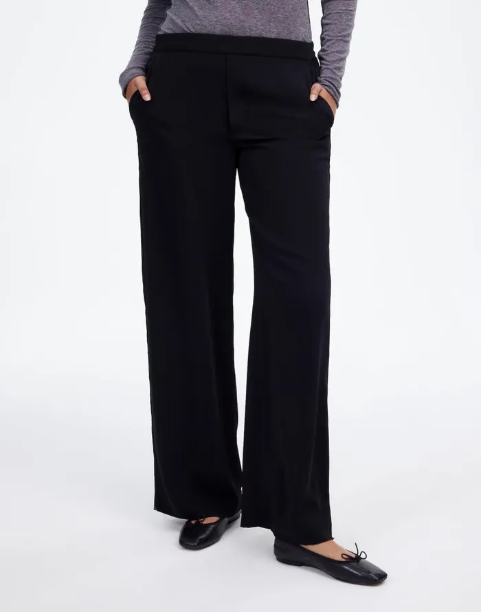 Madewell PullOn Straight Pants In Crepe True Black Women Pants