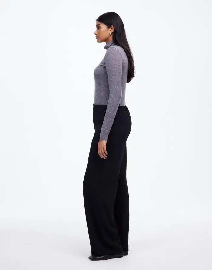 Madewell PullOn Straight Pants In Crepe True Black Women Pants