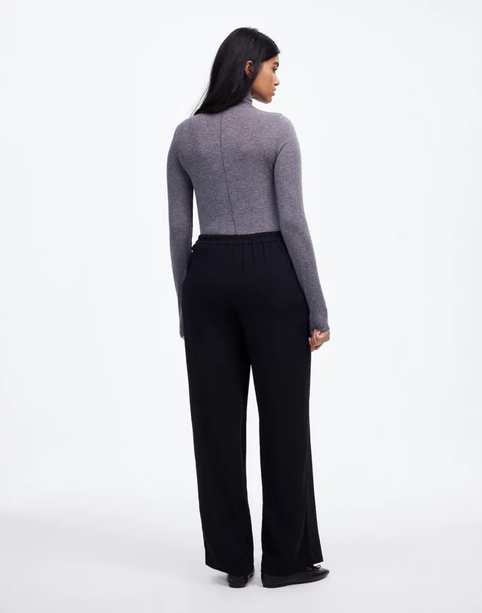 Madewell PullOn Straight Pants In Crepe True Black Women Pants