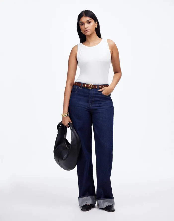 Madewell Regenerative Cotton Ribbed High Neck Tank White Women Tees