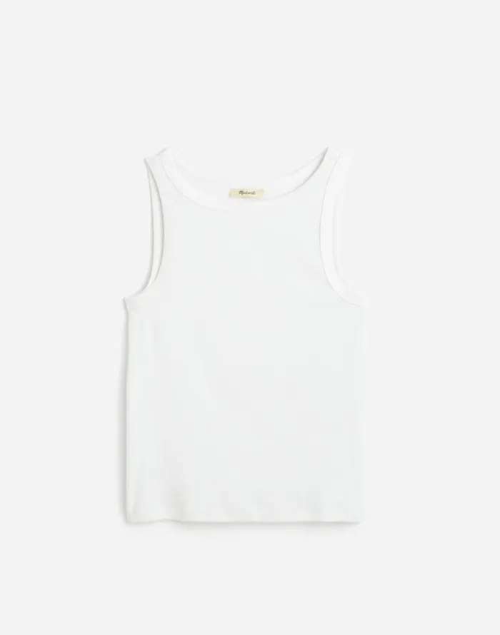 Madewell Regenerative Cotton Ribbed High Neck Tank White Women Tees