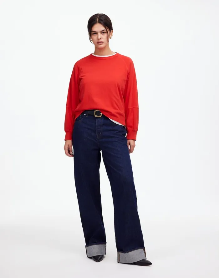 Madewell Relaxed LongSleeve Raglan Tee Bright Cherry Women Tees