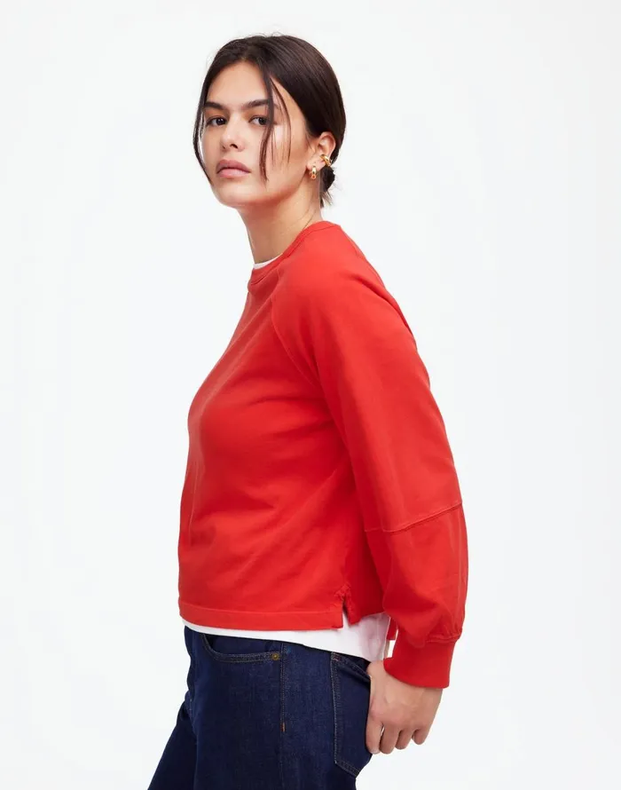 Madewell Relaxed LongSleeve Raglan Tee Bright Cherry Women Tees
