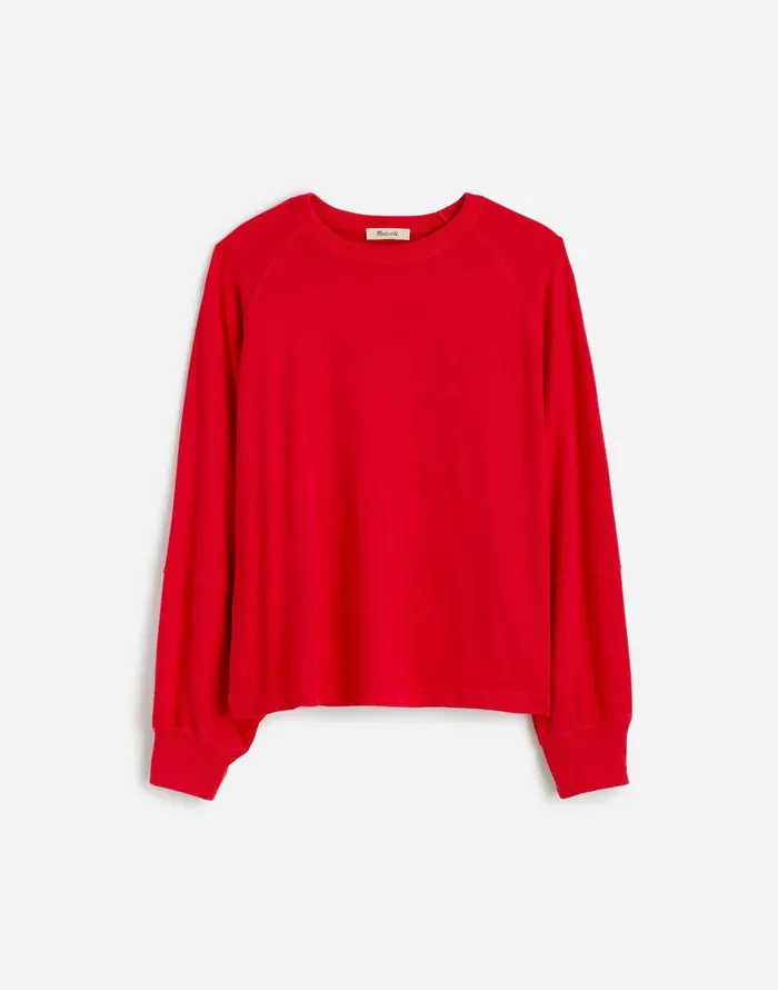 Madewell Relaxed LongSleeve Raglan Tee Bright Cherry Women Tees