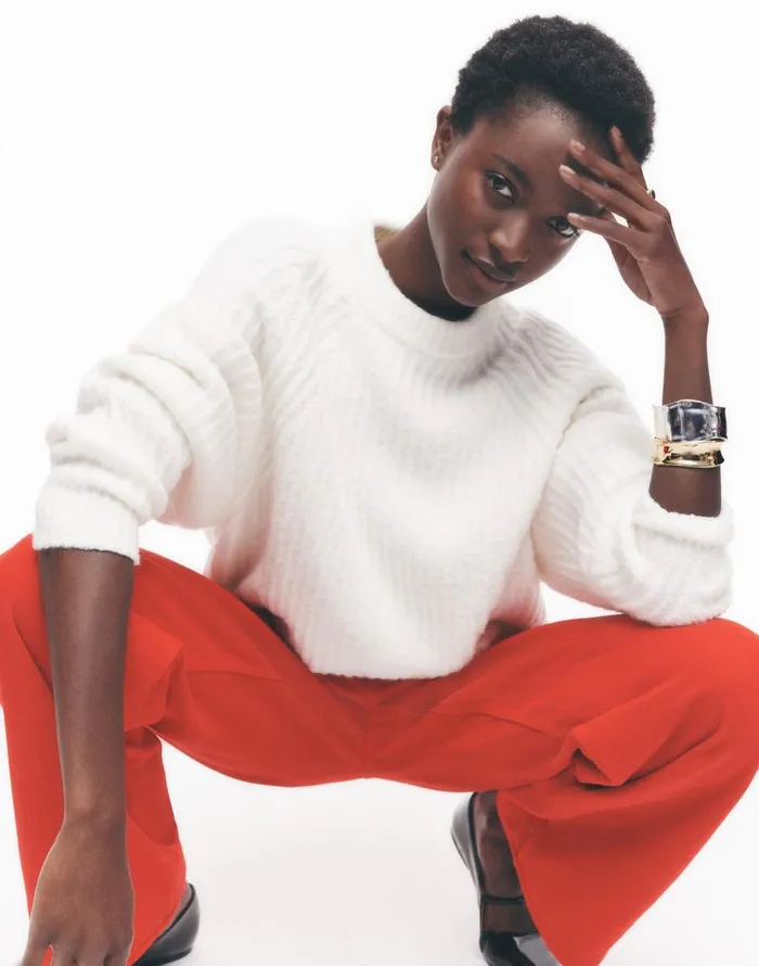 Madewell Ribbed CottonBlend Sweater Winter White Women Sweaters