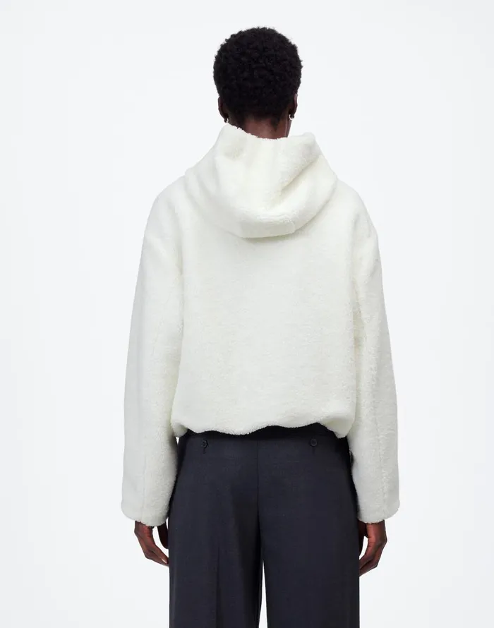 Madewell Sherpa ZipFront Bomber Jacket Winter White Women Coats Jackets