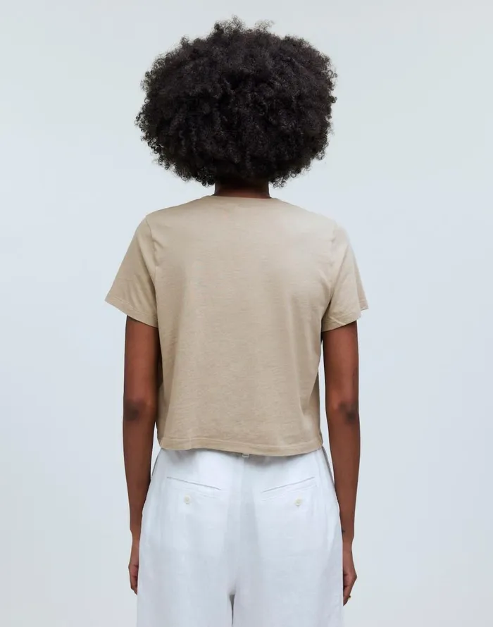 Madewell Softfade Cotton BoxyCrop Tee Drill Khaki Women Tees