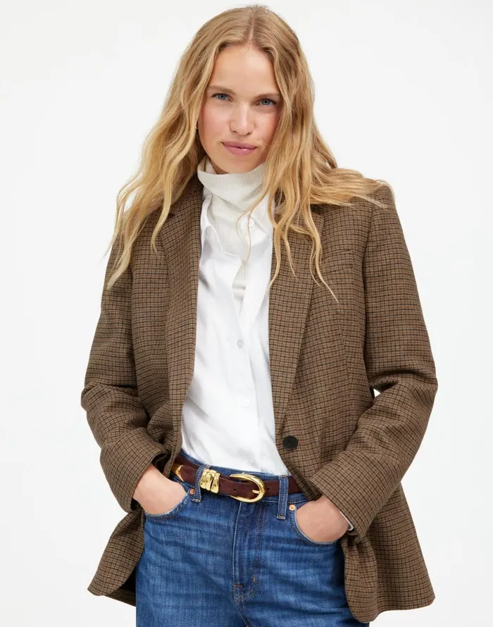 Madewell The Kline Blazer Parton Check Women Coats Jackets