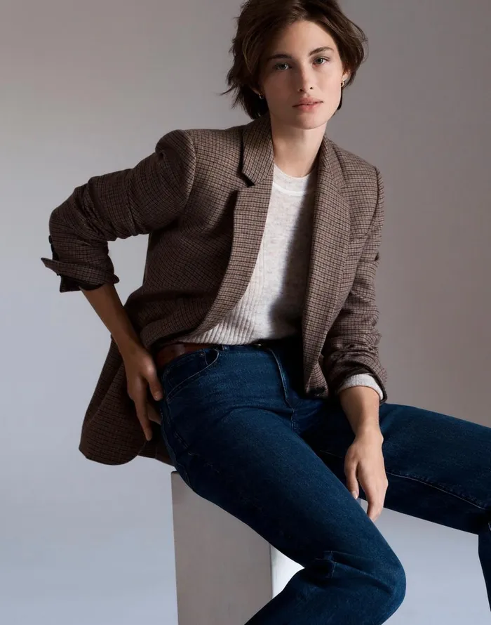Madewell The Kline Blazer Parton Check Women Coats Jackets