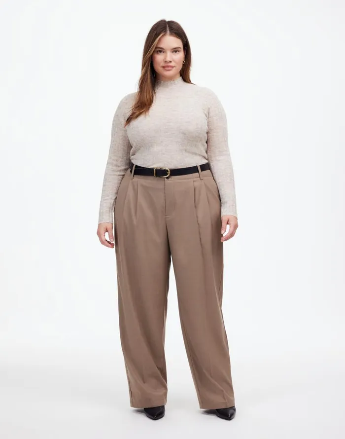Madewell The Plus Harlow WideLeg Pant In Flannel Dark Oat Melange Women Pants Madewell The Plus Harlow WideLeg Pant In Flannel Dark Oat Melange Women Pants