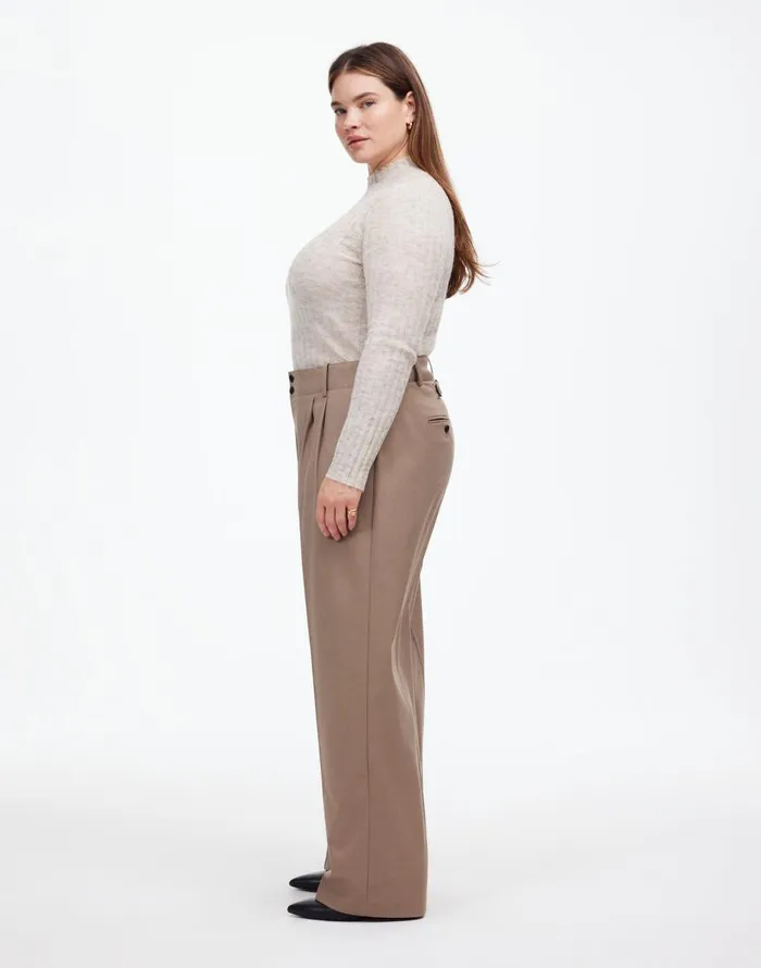 Madewell The Plus Harlow WideLeg Pant In Flannel Dark Oat Melange Women Pants