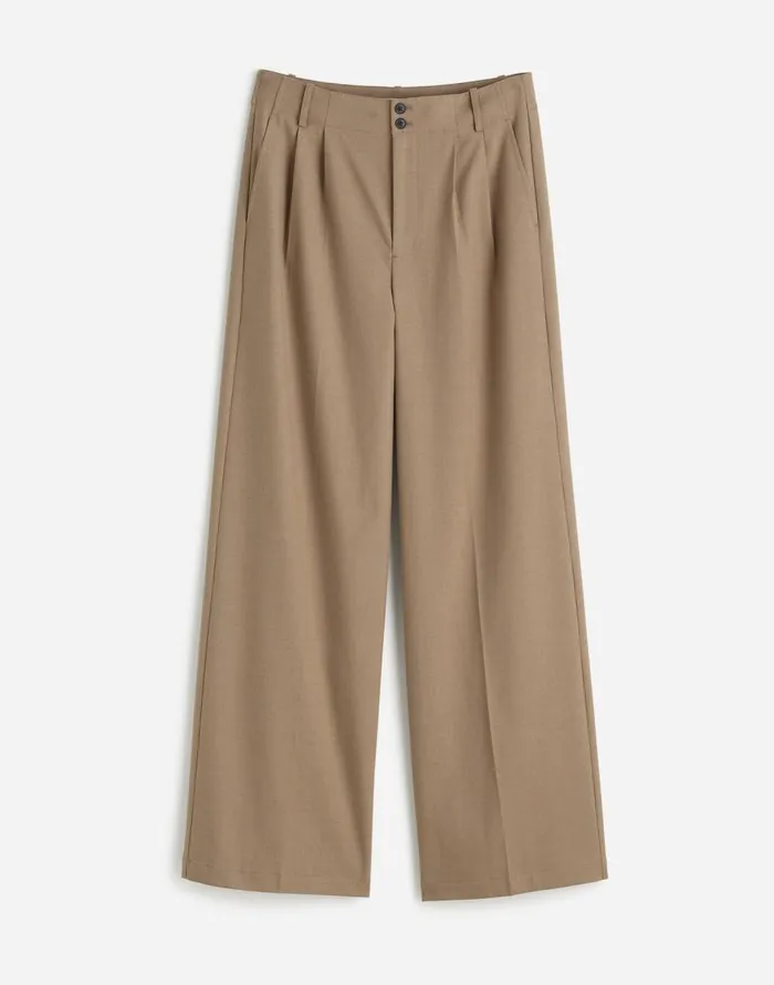 Madewell The Plus Harlow WideLeg Pant In Flannel Dark Oat Melange Women Pants