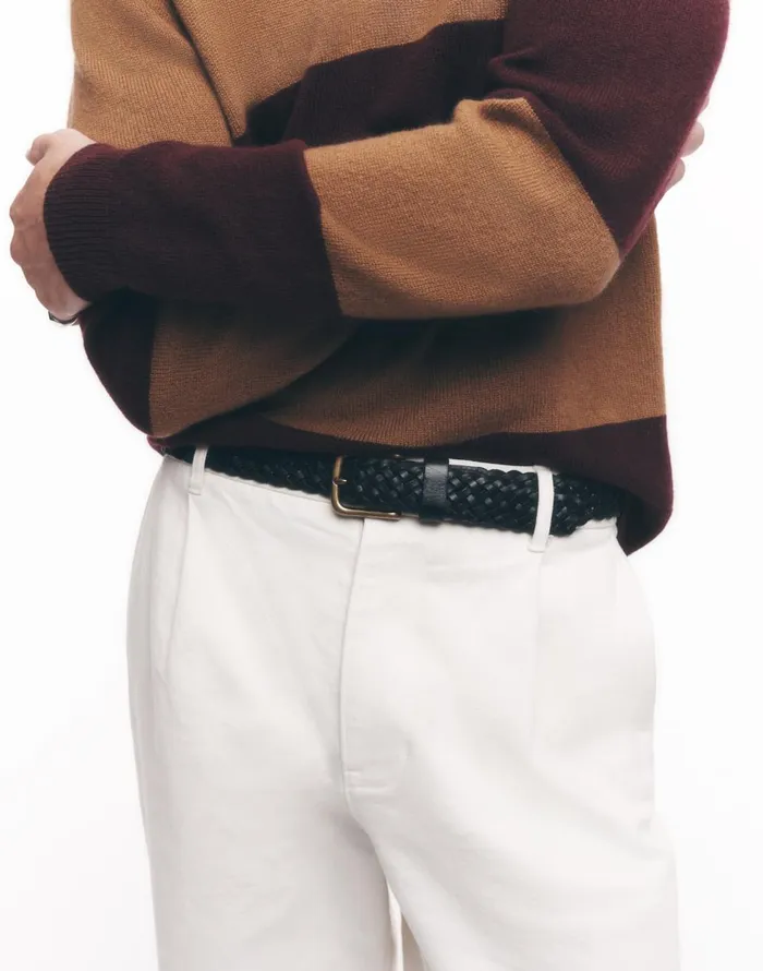 Madewell Woven Leather Belt Rich Brown Men Belts