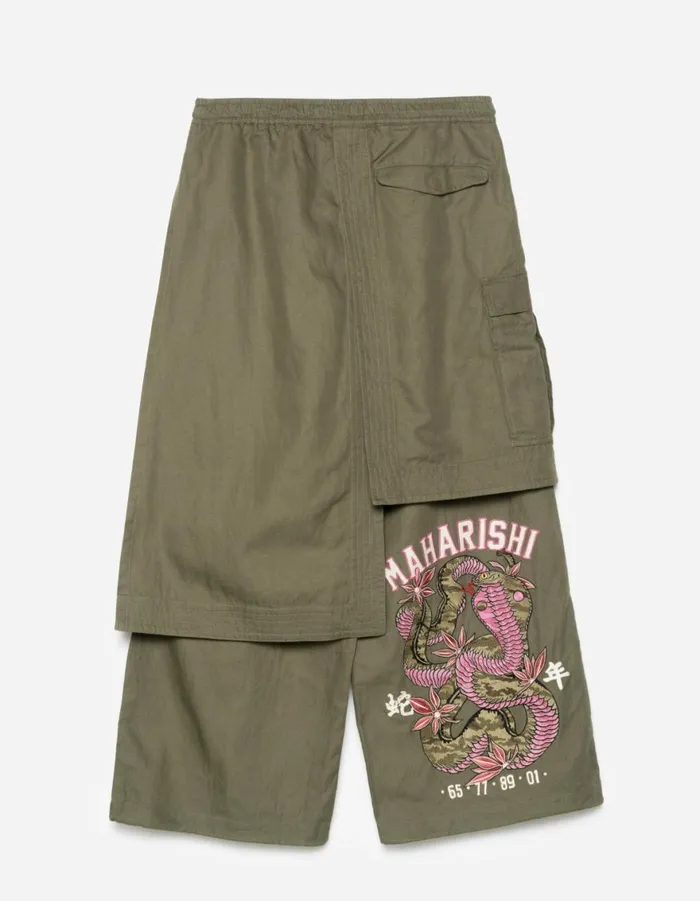 Maharishi Hakama Pants 6008 Cobra Asym Cargo Hakama Pants Olive OG107F 8211 Men