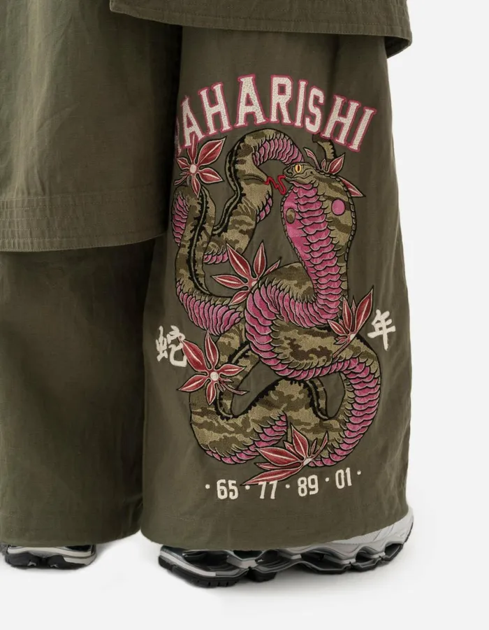Maharishi Hakama Pants 6008 Cobra Asym Cargo Hakama Pants Olive OG107F 8211 Men
