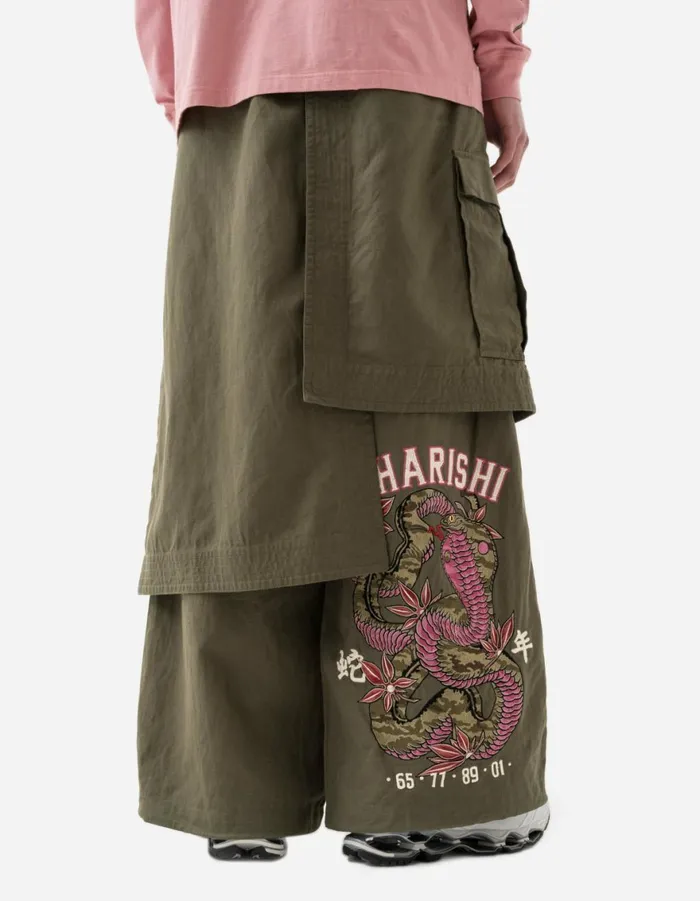 Maharishi Hakama Pants 6008 Cobra Asym Cargo Hakama Pants Olive OG107F 8211 Men