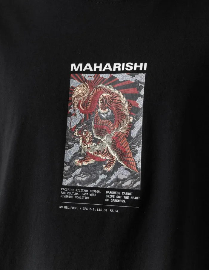 Maharishi Long Sleeve TShirts 1490 Tiger Dragon Miltype LS TShirt Black 8211 Men