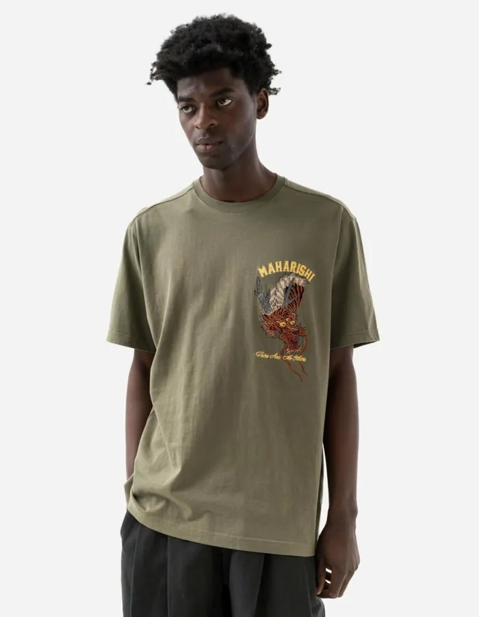 Maharishi Short Sleeve TShirts 6100 Tour Tiger Dragon TShirt Olive OG107F 8211 Men