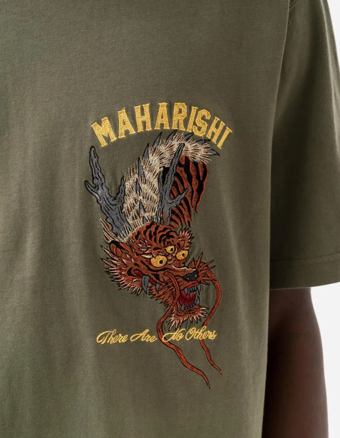 Maharishi Short Sleeve TShirts 6100 Tour Tiger Dragon TShirt Olive OG107F 8211 Men