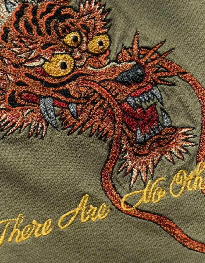Maharishi Short Sleeve TShirts 6100 Tour Tiger Dragon TShirt Olive OG107F 8211 Men