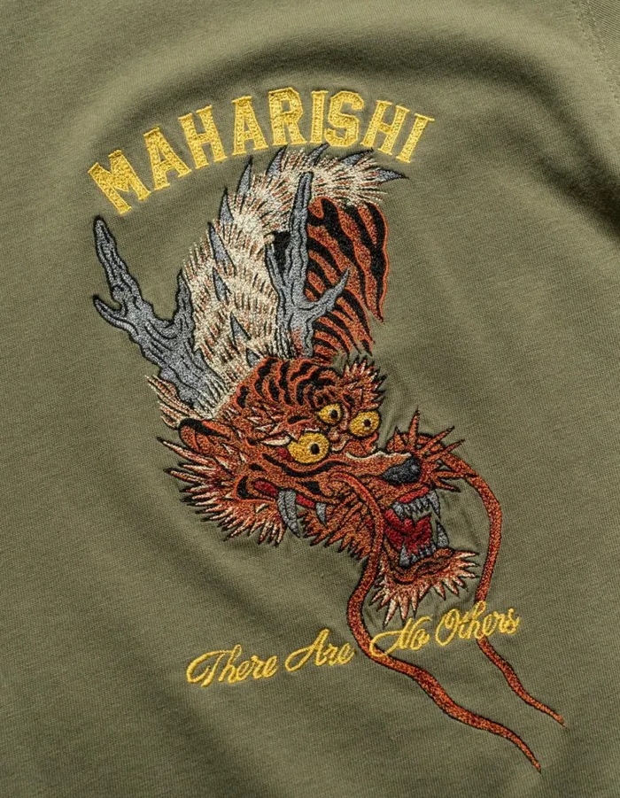 Maharishi Short Sleeve TShirts 6100 Tour Tiger Dragon TShirt Olive OG107F 8211 Men
