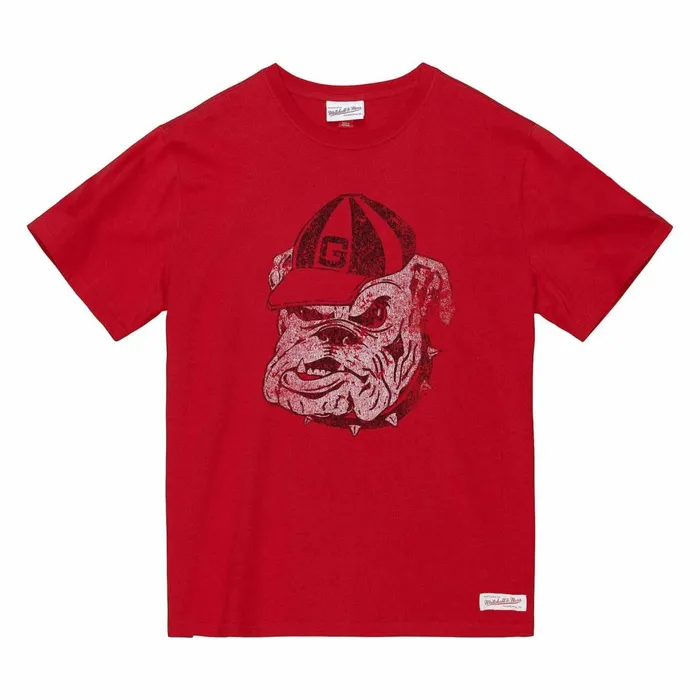 Men039s Collegiate Mitchell and Ness Big Logo 2 Tee University Of Georgia