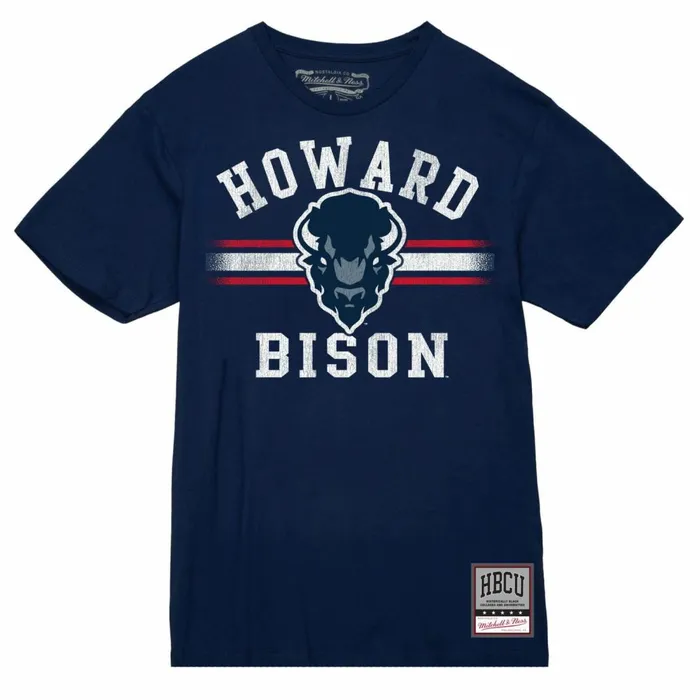 Men039s Collegiate Mitchell and Ness Vintage Stripes Tee Howard University