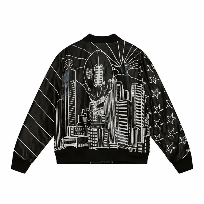 Men039s Jackets and Outerwear Mitchell and Ness MandN X Fenty Premium Leather Jacket