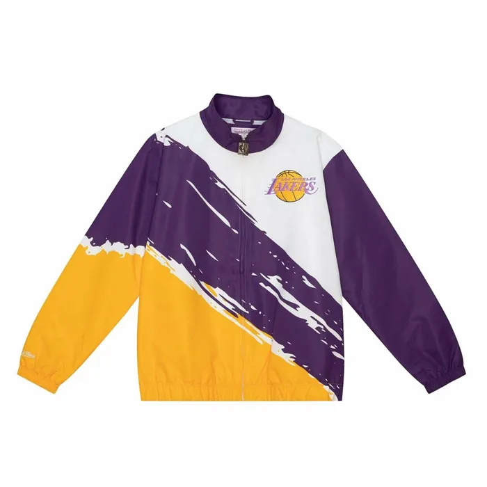 Men039s Jackets and Outerwear Mitchell and Ness Paintbrush Windbreaker Los Angeles Lakers