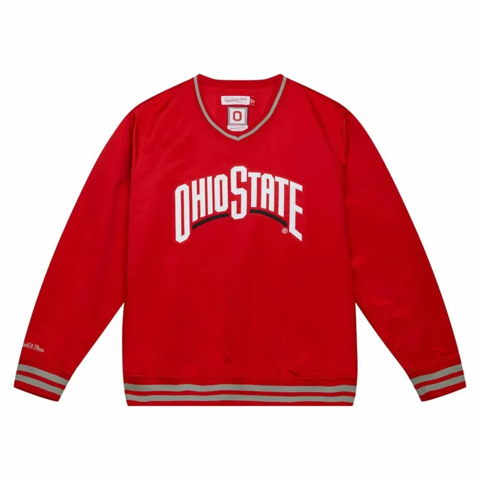 Men039s Jackets and Outerwear Mitchell and Ness Sideline Pullover Satin Jacket Ohio State Men039s Jackets and Outerwear Mitchell and Ness Sideline Pullover Satin Jacket Ohio State