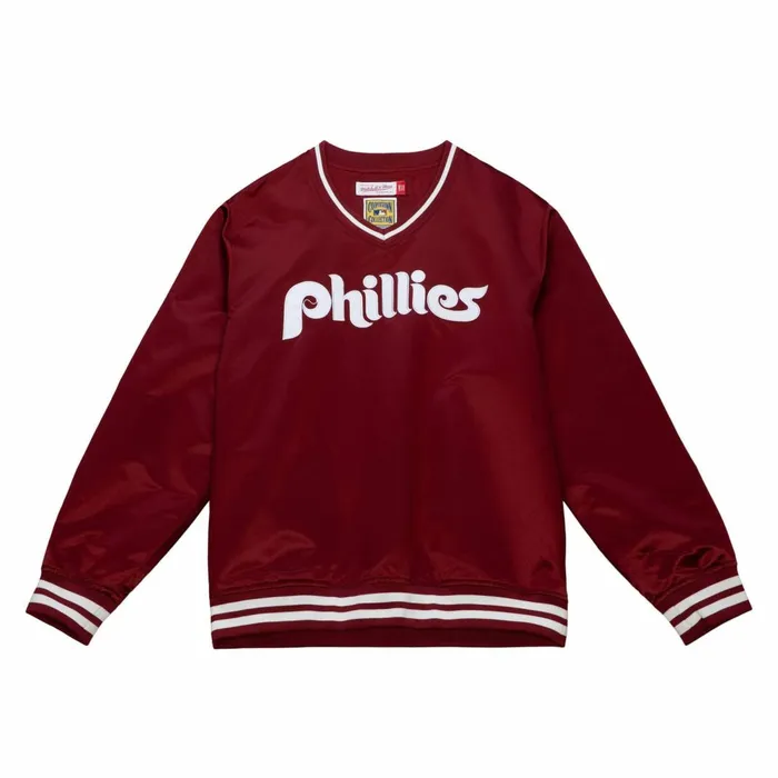 Men039s Jackets and Outerwear Mitchell and Ness Sideline Pullover Satin Jacket Philadelphia Phillies Men039s Jackets and Outerwear Mitchell and Ness Sideline Pullover Satin Jacket Philadelphia Phillies